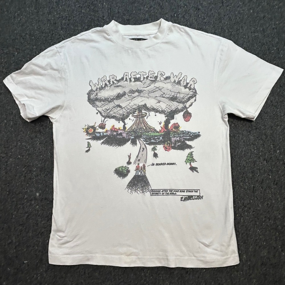 Embellish Streetwear Mens S War After War Graphic White Short‎ Sleeve T-Shirt